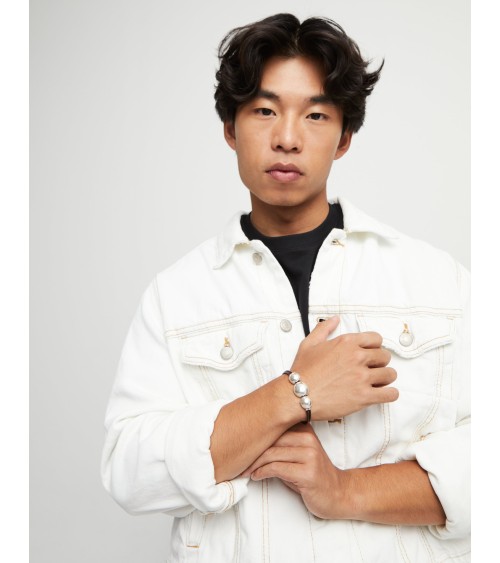 Pulsera UNOde50 PUL2522 de cuero con bolas plateadas – Joyería Onix Lugo