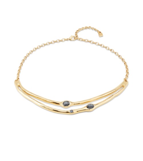 Choker COL1927NGRORO de Uno de 50 – collar rígido dorado con cristales negros