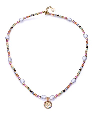Collar Viceroy 14091C01019 – acero IP dorado con cuentas de cristal y perlas sintéticas