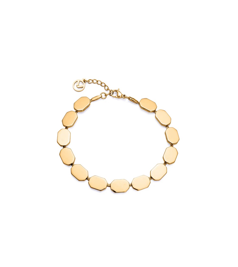 Pulsera Viceroy 15159P01012 – acero IP dorado con placas modernas
