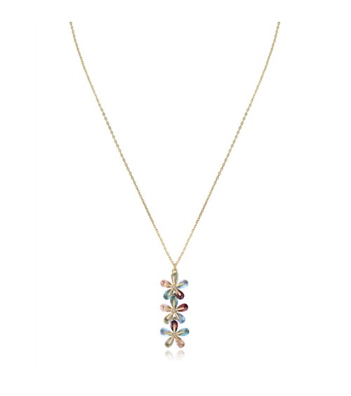 Collar Viceroy 13083C100-39 – flores con piedras de colores en plata dorada