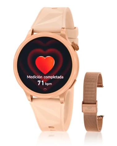 Reloj inteligente Marea B58014/5 – caja dorada, correa silicona rosa + malla acero rosa