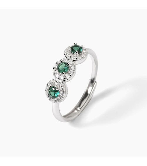 Anillo Mabina 523369 – plata 925 con esmeraldas sintéticas y circonitas