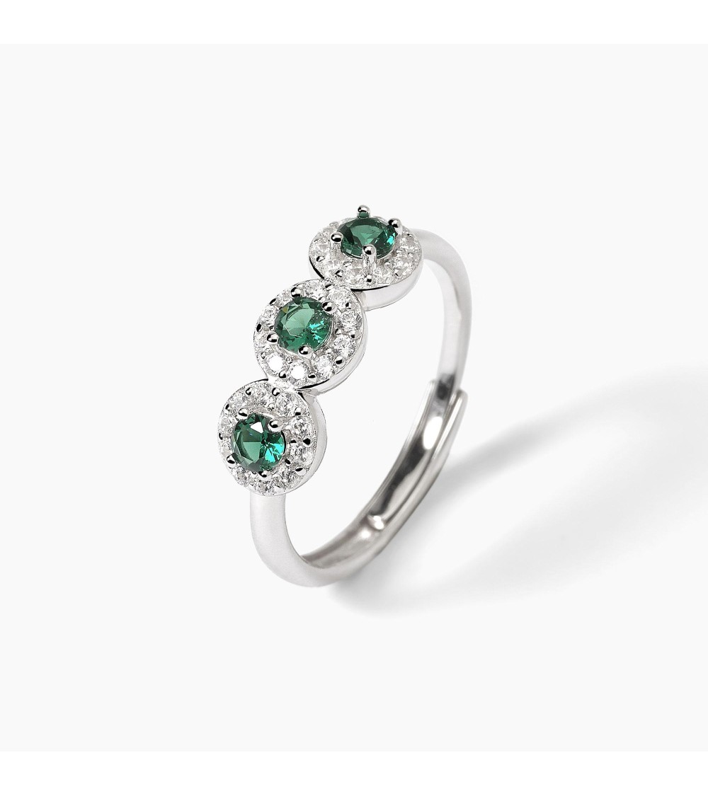 Anillo Mabina 523369 – plata 925 con esmeraldas sintéticas y circonitas