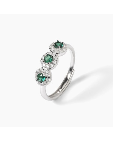 Anillo Mabina 523369 – plata 925 con esmeraldas sintéticas y circonitas