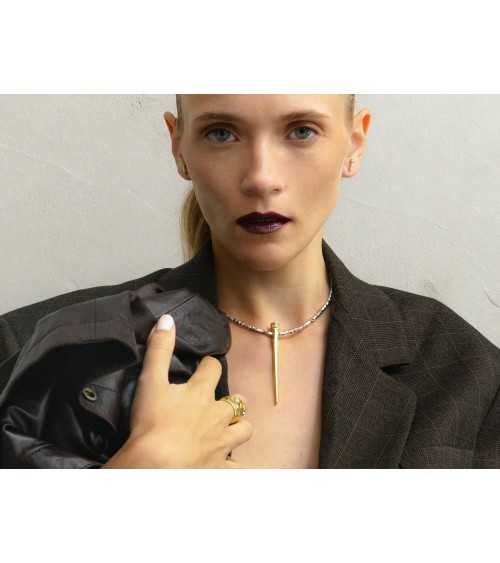 Pendientes Largos 91258PD COUTURE: Plata Dorada