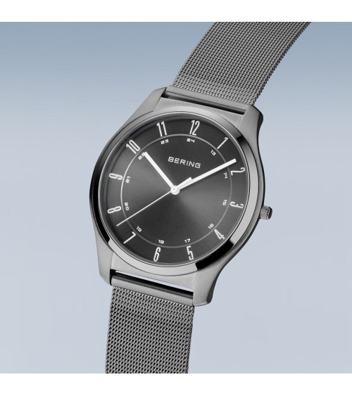 Reloj BERING Ultra Slim 18340-377: Acero Inoxidable Gris y Esfera Sunray (Hombre)