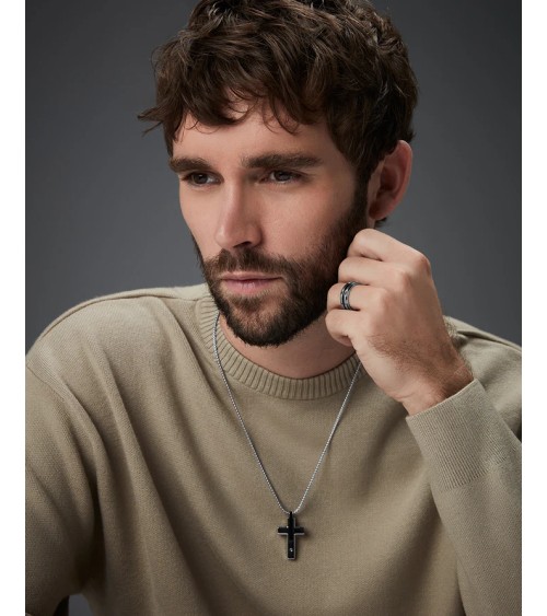 Collar de Hombre Viceroy Sr. Fashion - Acero IP Negro con Cruz y Circonita