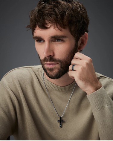 Collar de Hombre Viceroy Sr. Fashion - Acero IP Negro con Cruz y Circonita