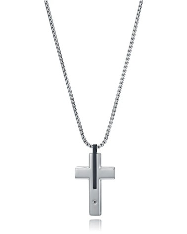Collar de Hombre Viceroy Sr. Fashion - Acero IP Negro con Cruz y Circonita