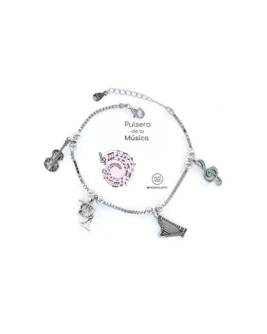 Pulsera "Eres lo Más" Música - Plata de Ley