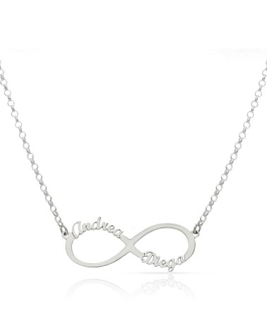 Gargantilla Infinito con Nombres Personalizados en Plata de Ley ✨