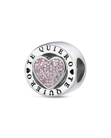 Abalorio de Plata "Te Quiero" con Corazón de Circonitas Rosas 💕