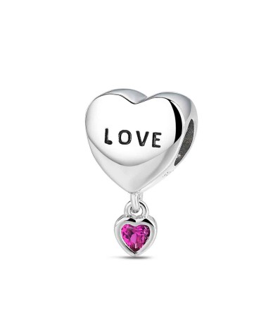 Charm de Plata "LOVE" con Corazón de Circonita Rosa ❤️