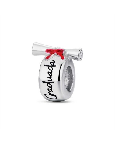 Charm de Plata "Graduada" con Diploma y Lazo Rojo 🎓