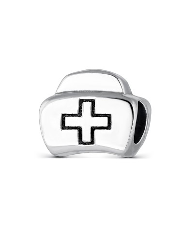 Abalorio de Plata "Cofia de Enfermera" con Cruz Médica 🩺