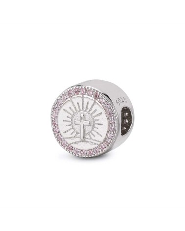Abalorio de Plata "Cruz del Amanecer" con Circonitas Rosas 🕊️