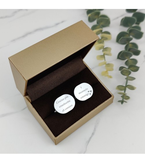 Gemelos Ovalados de Plata de Ley Personalizables 👔