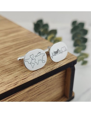 Gemelos Ovalados de Plata de Ley Personalizables 👔