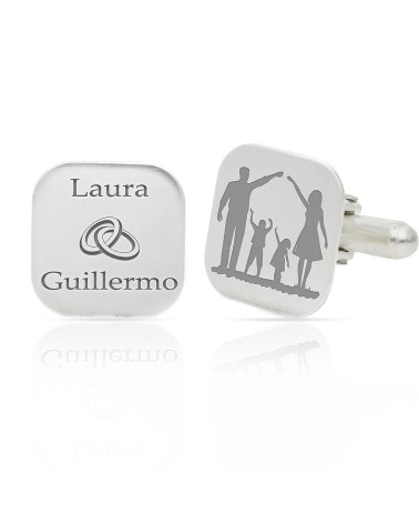 Gemelos Cuadrados de Plata de Ley Personalizables 👔