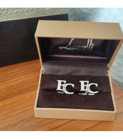 Gemelos con Iniciales Personalizadas en Plata de Ley 🔠