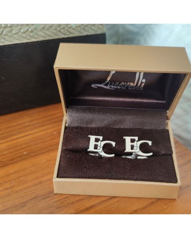 Gemelos con Iniciales Personalizadas en Plata de Ley 🔠