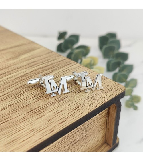 Gemelos con Iniciales Personalizadas en Plata de Ley 🔠
