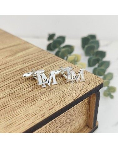 Gemelos con Iniciales Personalizadas en Plata de Ley 🔠