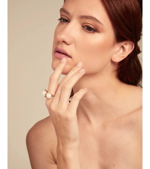 Anillo Uno de 50 Shell Doble Perla Plata