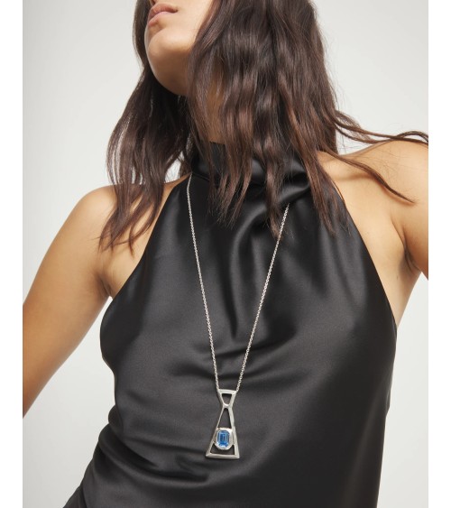 Collar Largo Uno de 50 Núcleo Cristal Azul