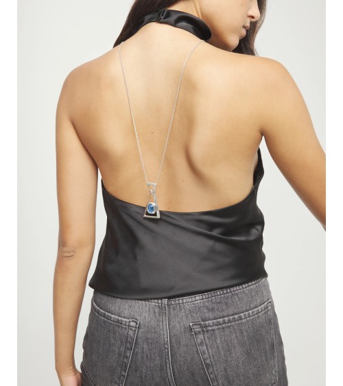 Collar Largo Uno de 50 Núcleo Cristal Azul