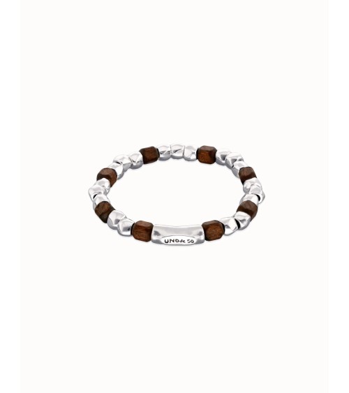 Pulsera Uno de 50 Madera y Plata