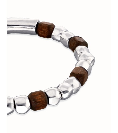 Pulsera Uno de 50 Madera y Plata