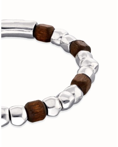 Pulsera Uno de 50 Madera y Plata