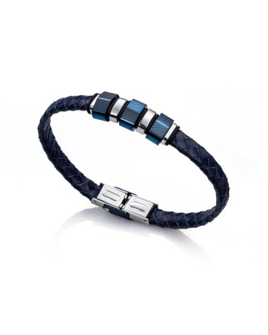 Pulsera Viceroy Fashion Acero IP Azul y Piel Trenzada Azul