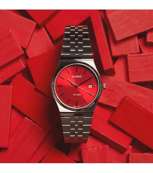 Reloj Casio Collection Acero Esfera Roja