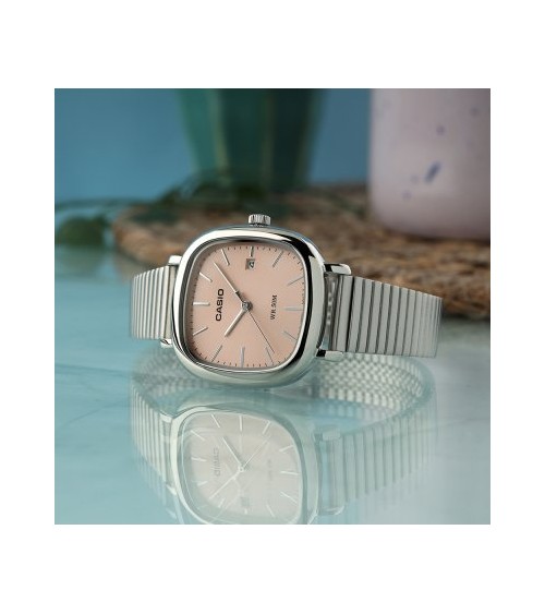 Reloj Casio Mujer Acero Rectangular Rosa