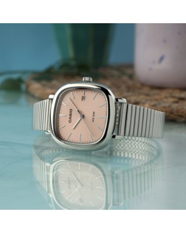 Reloj Casio Mujer Acero Rectangular Rosa