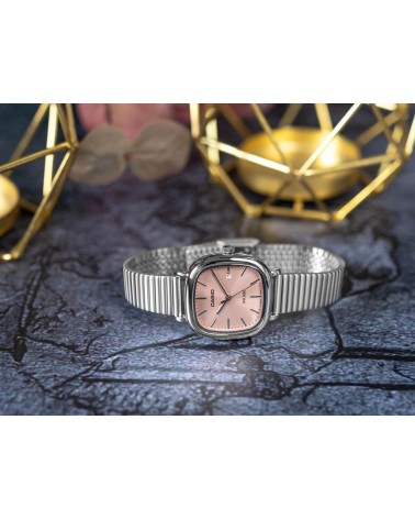 Reloj Casio Mujer Acero Rectangular Rosa