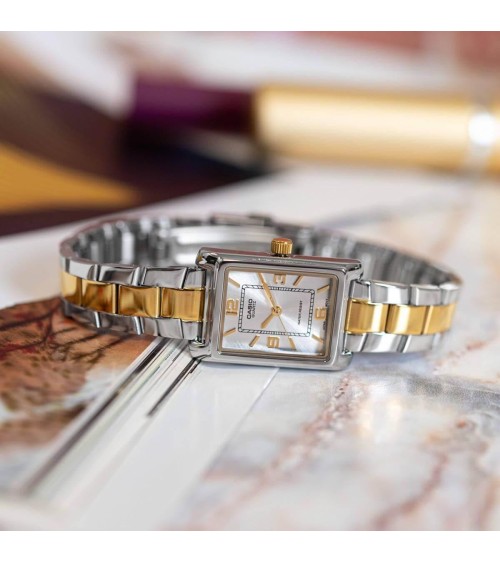 Reloj Casio bicolor rectangular señora LTP-1234PSG-7AEG