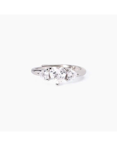 Anillo de Plata Eternity con Zirconitas en Forma de Corazón Mabina | Joyería Onix Lugo