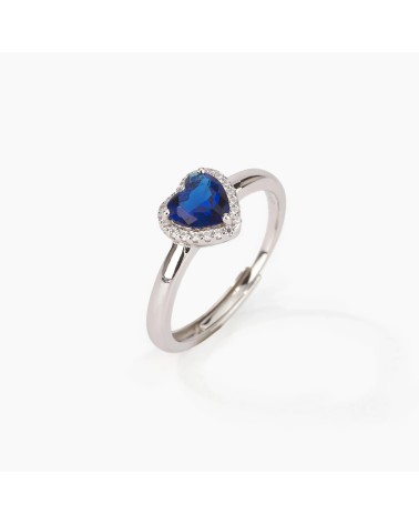Anillo de Plata con Zafiro Sintético en Corazón Mabina Gioielli | Joyería Onix Lugo