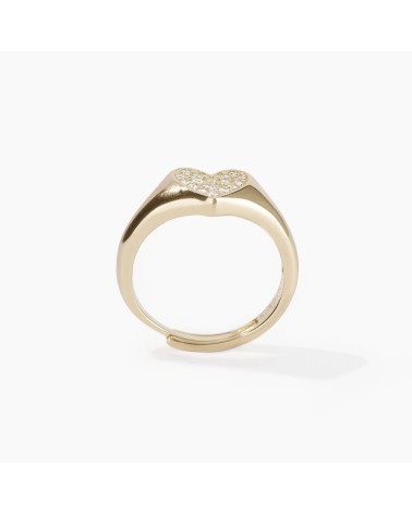 Anillo Chevalier de Plata Bañado en Oro Corazón con Zirconitas Mabina | Joyería Onix Lugo