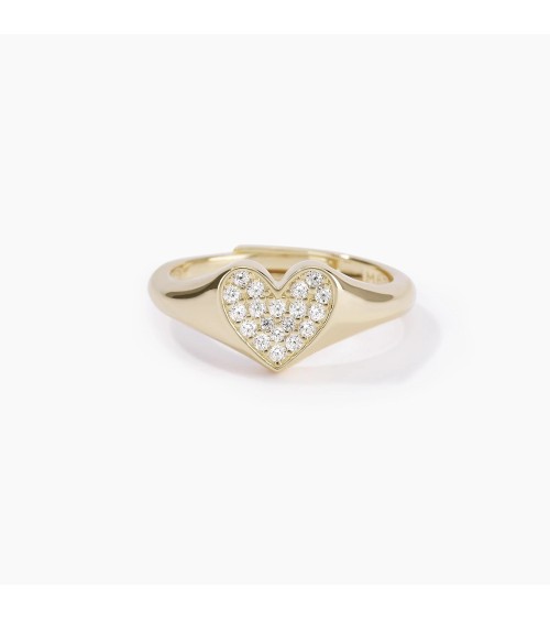 Anillo Chevalier de Plata Bañado en Oro Corazón con Zirconitas Mabina | Joyería Onix Lugo