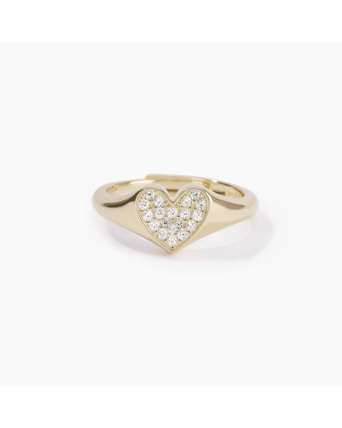 Anillo Chevalier de Plata Bañado en Oro Corazón con Zirconitas Mabina | Joyería Onix Lugo