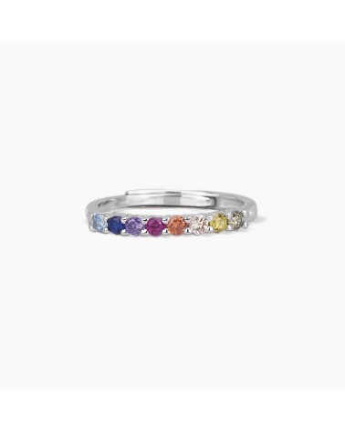 Anillo Veretta de Plata con Zirconitas Multicolor Mabina Gioielli | Joyería Onix Lugo