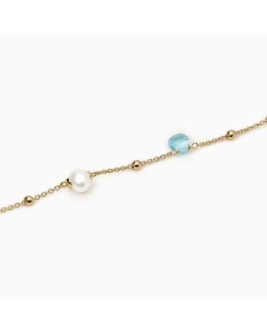 Pulsera de Plata Bañada en Oro con Perlas Cultivadas y Cristales Multicolor Mabina | Joyería Onix Lugo
