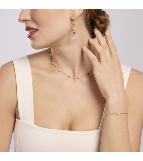 Pulsera de Plata Bañada en Oro con Perlas Cultivadas y Cristales Multicolor Mabina | Joyería Onix Lugo