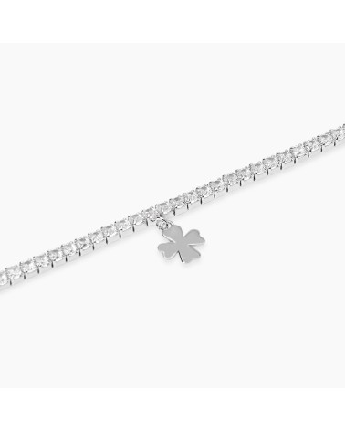 Pulsera Tennis de Plata con Trébol de la Suerte Mabina | Joyería Onix Lugo