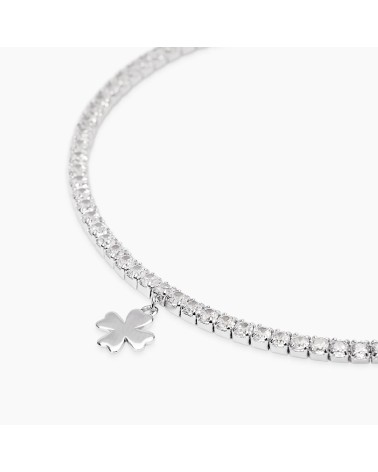 Pulsera Tennis de Plata con Trébol de la Suerte Mabina | Joyería Onix Lugo